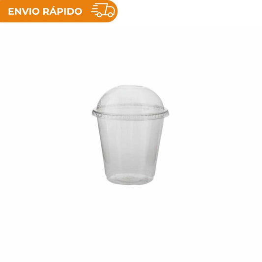 COPO DESCARTÁVEL PET CRISTAL 300ML MODELO G-830SF COM TAMPA BOLHA SEM FURO, CAIXA COM 20X10 UNIDADES.