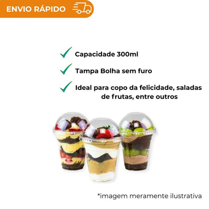 COPO 300ML PET C/TAMPA BOLHA - G 830SF - CX C/20X10