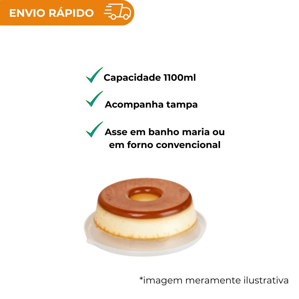 FORMA PUDIM C/TAMPA 1100ML - PW53 TWH. - CX C/8X4