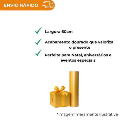 BOBINA DE PAPEL PRESENTE DOURADO - 60CM - UN
