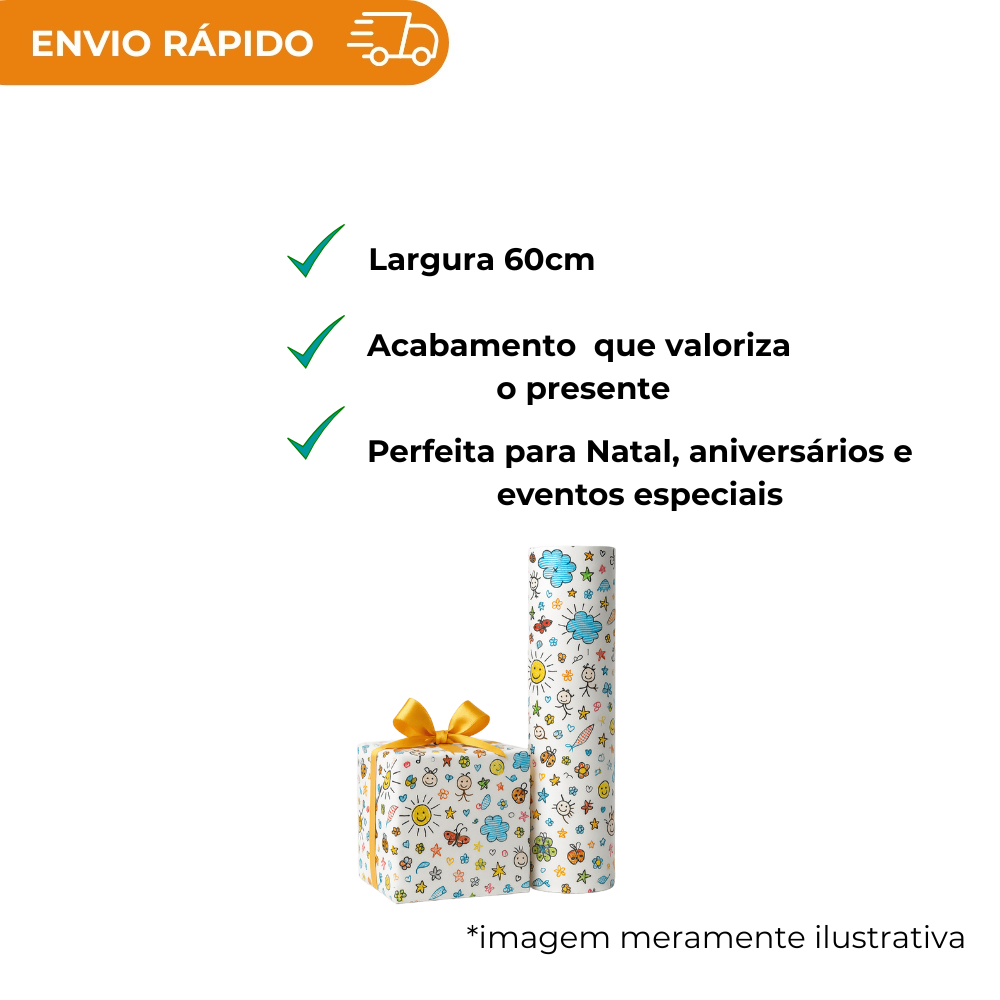 BOBINA DE PAPEL PRESENTE RISCOS - 60CM