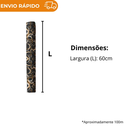 BOBINA DE PAPEL PRESENTE PRETO- 60CM