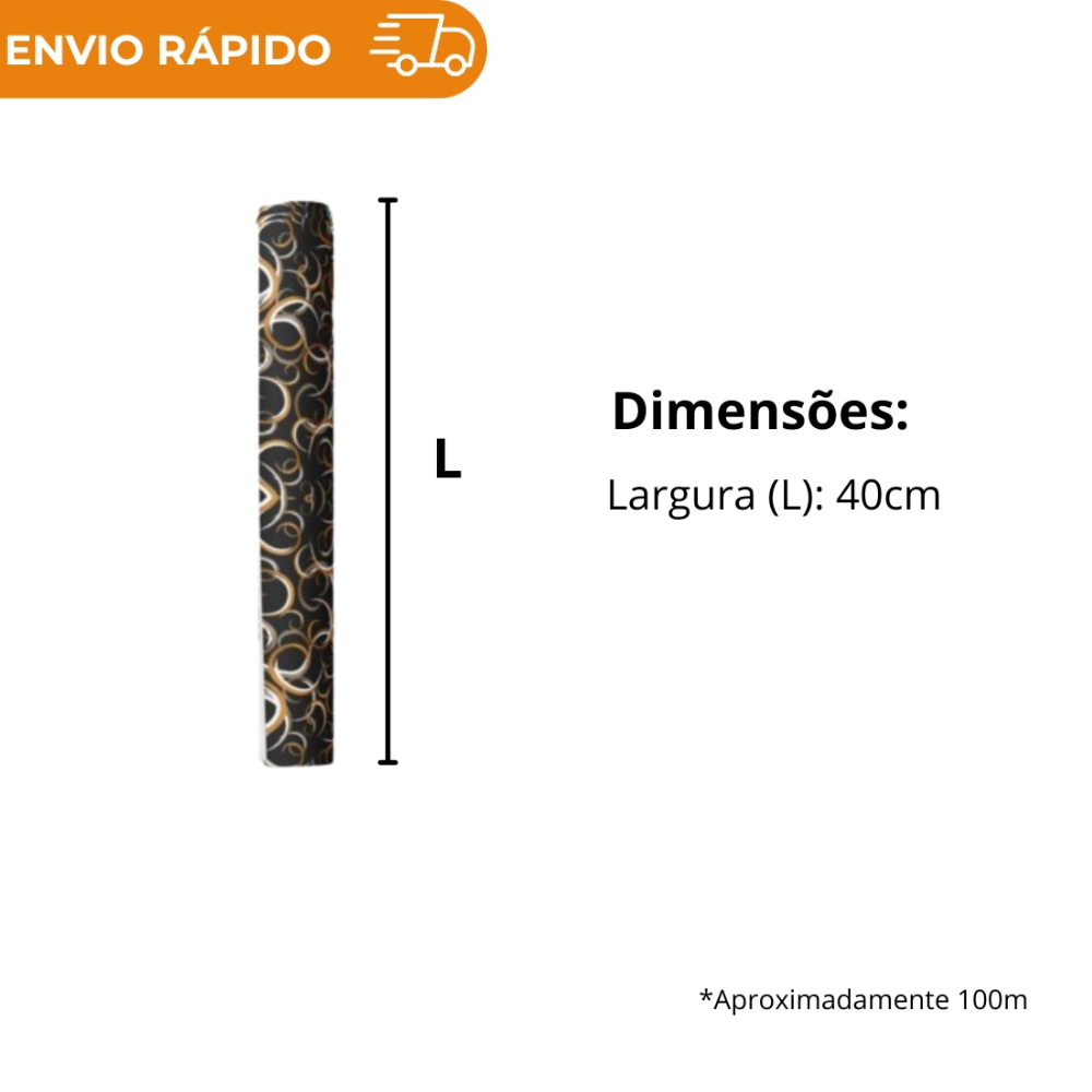 BOBINA DE PAPEL PRESENTE PRETO- 40CM