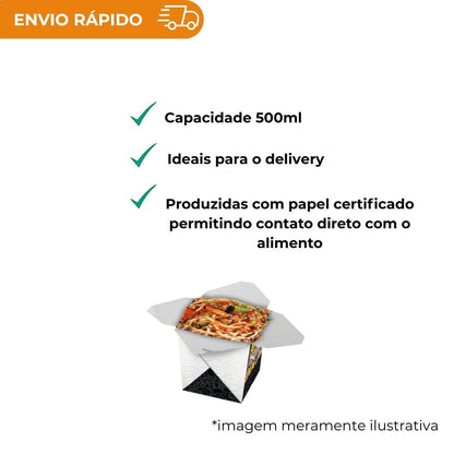 Embalagem Box Refeição Preta 500mls - Pacote com 50 Unidades