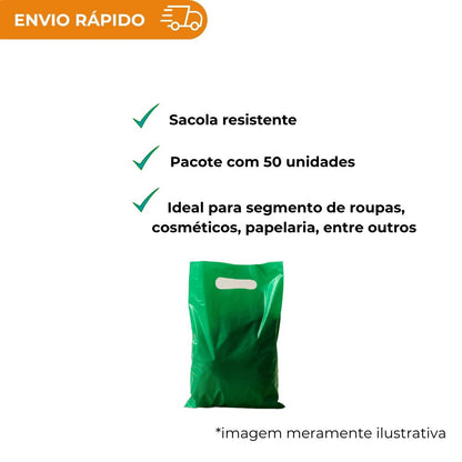 SACOLA BOCA DE PALHACO 20X30 VERDE - PC C/50