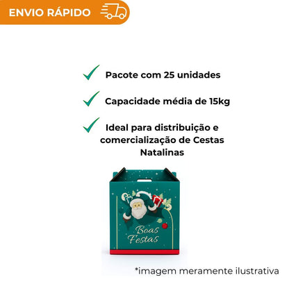 CESTA DE NATAL BOAS FESTAS VERDE - PC C/25