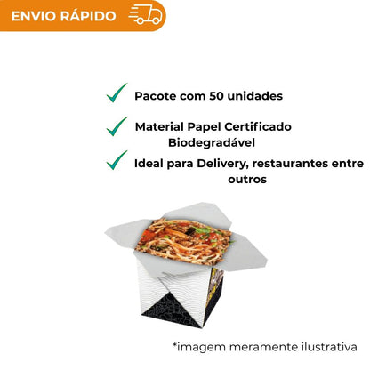 EMBALAGEM PARA REFEICAO BOX 850ML PRETA - PC C/50