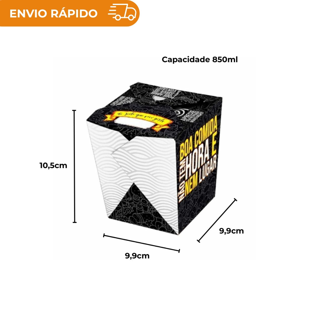 EMBALAGEM PARA REFEICAO BOX 850ML PRETA - PC C/50