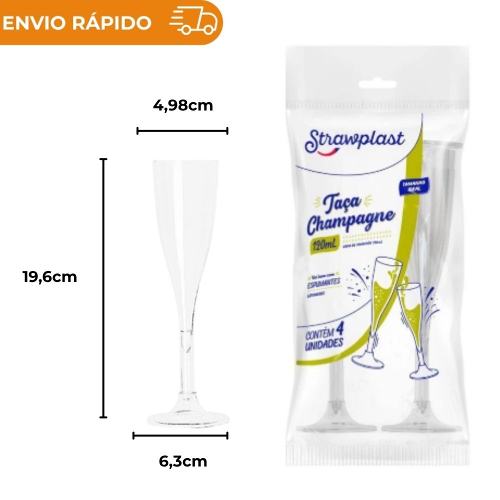 TACA P/CHAMPAGNE 120ML PMMA CRISTAL - CX C/14X4