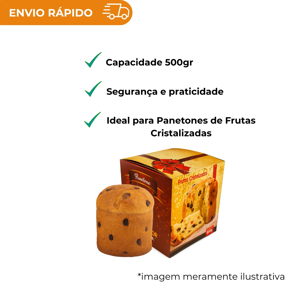 CAIXA P/ PANETONE FRUTAS CRISTALIZADAS - PC C/25