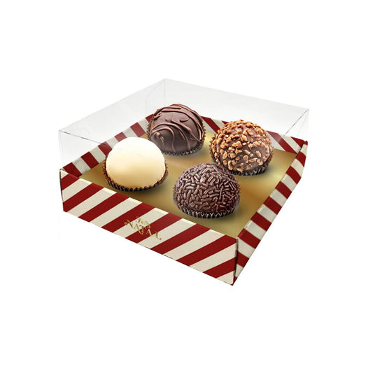 CAIXA 4 DOCES CRISTAL NATAL ELEGANCE VERMELHA - UN