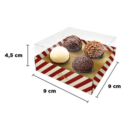 CAIXA 4 DOCES CRISTAL NATAL ELEGANCE VERMELHA - UN