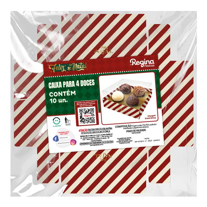 CAIXA 4 DOCES CRISTAL NATAL ELEGANCE VERMELHA - UN