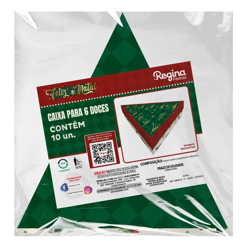 CAIXA 6 DOCES TRIANGULAR ÁRVORE DE NATAL - UN