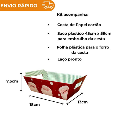 KIT CESTA PRESENTES NATAL 18X13X7,5 - P