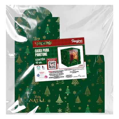 CAIXA PANETONE C/VISOR VERDE NATAL CLÁSSICO - UN