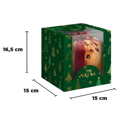 CAIXA PANETONE C/VISOR VERDE NATAL CLÁSSICO - UN