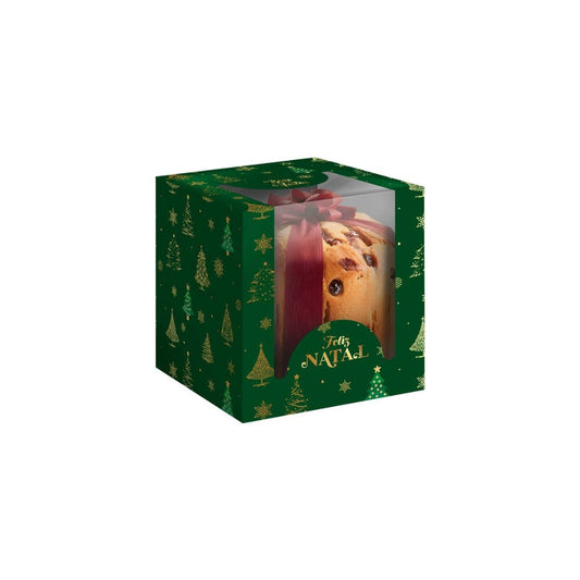 CAIXA PANETONE C/VISOR VERDE NATAL CLÁSSICO - UN
