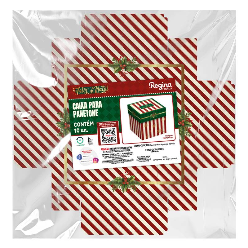 CAIXA PANETONE C/TAMPA VERMELHA NATAL CLÁSSICO - UN