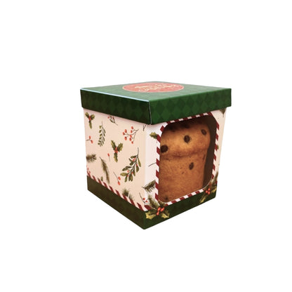 CAIXA MINI PANETONE C/VISOR NATAL VERDE - UN