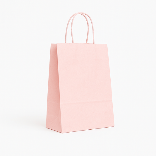 SACOLA DE PAPEL 21X15X8CM ROSA CLARO - PACOTE COM 10 UNIDADES