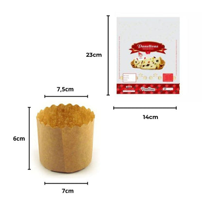 Kit Panetone 100g 100 Sacos Plásticos + 100 Assadeiras para Panetone