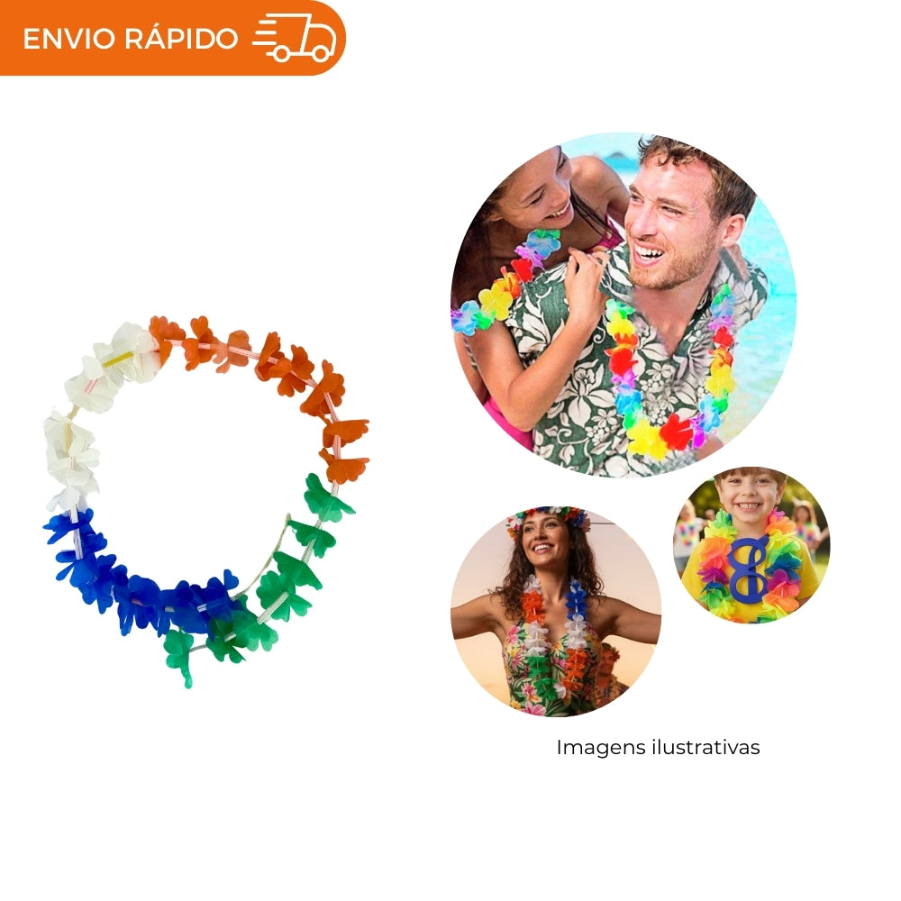COLAR HAVAIANO COLORIDO - 5 UNIDADES