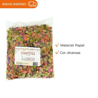 CONFETE DE PAPEL COLORIDO - 2 PACOTES COM 100G
