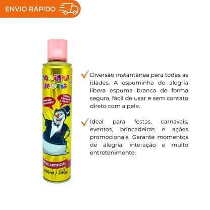 KIT FOLIA 12 ROLOS SERPENTINA + 1 ESPUMA DA ALEGRIA + 100G CONFETE