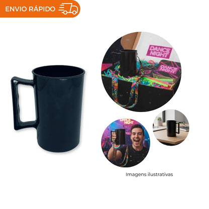 CANECA 350ML PRETA ACRÍLICA - PACOTE COM 5 UNIDADES