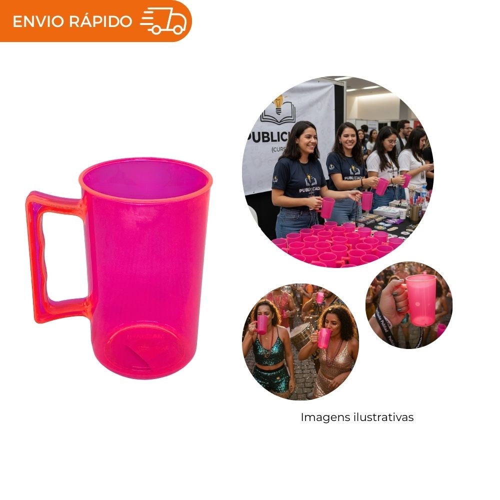 CANECA 350ML ROSA PINK- PACOTE COM 5 UNIDADES
