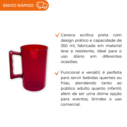 CANECA 350ML VERMELHA - PACOTE COM 5 UNIDADES