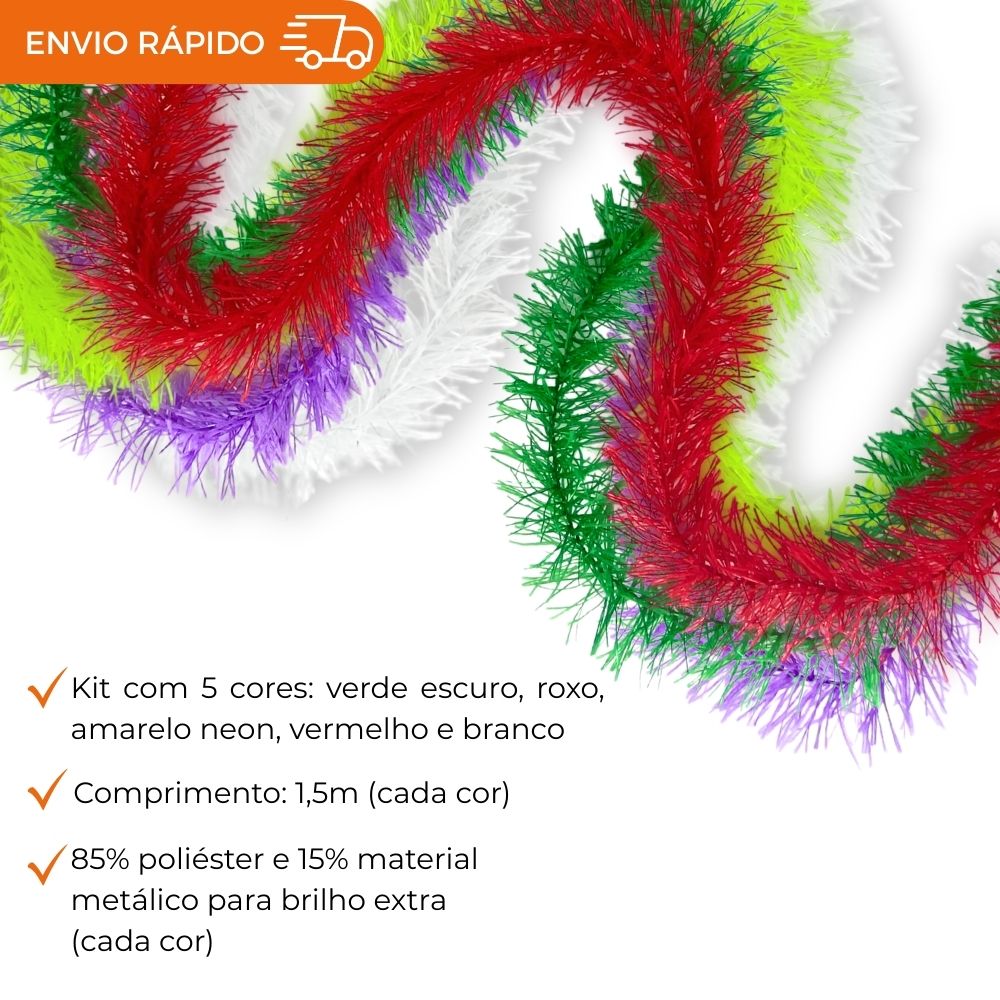 MARABU LIGHT 1,50M VERDE ESCURO / ROXO / AMARELO / VERMELHO / BRANCO - 5 UNIDADES