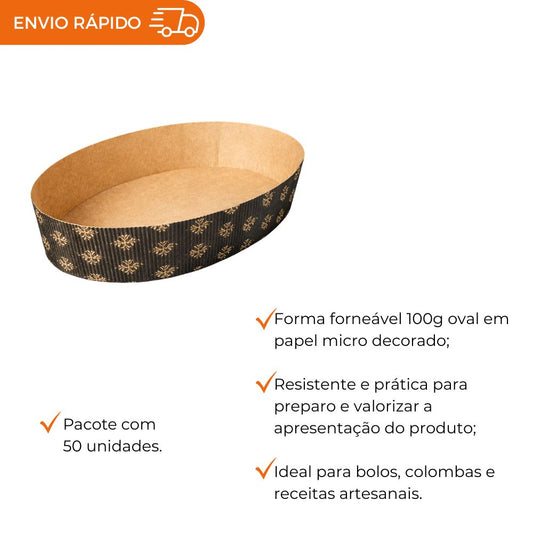 FORMA FORNEAVEL OVAL MICRO DECORADA 100G - PC C/50