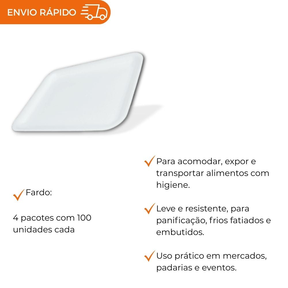 BANDEJA B2 RASA BRANCA - B2R - FD C/4X100