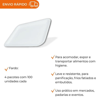 BANDEJA B2 RASA BRANCA - B2R - FD C/4X100