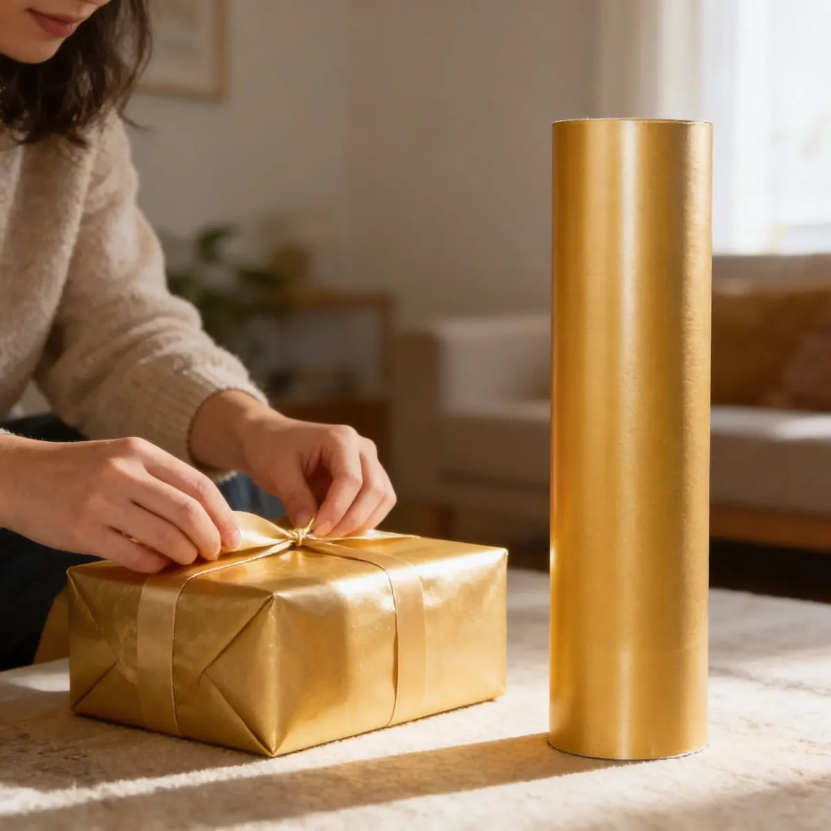BOBINA DE PAPEL PRESENTE DOURADO - 60CM - UN