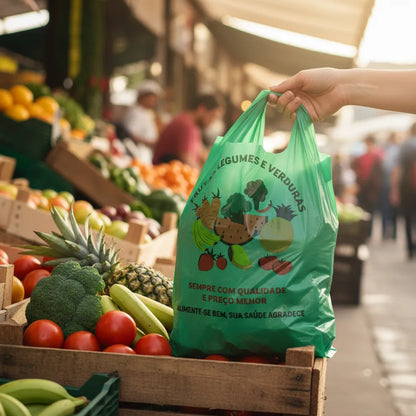 SACOLA C/ALCA 38X50 VERDE HORTFRUIT - PC C/500