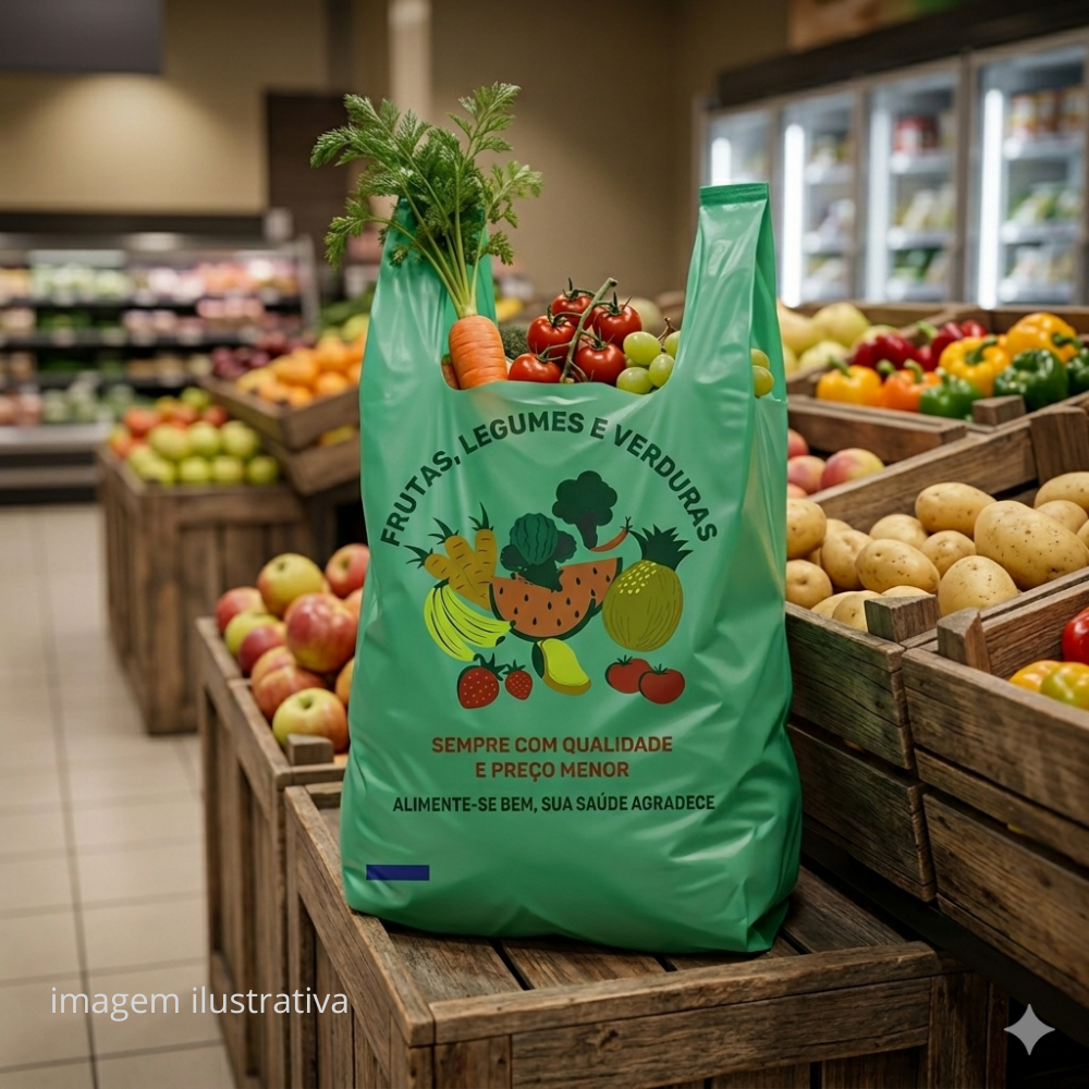 SACOLA C/ALCA 38X50 VERDE HORTFRUIT - PC C/500