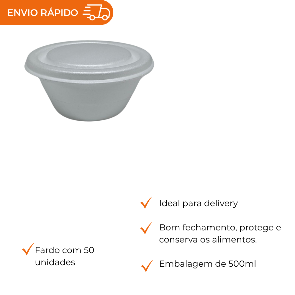 MARMITEX DE ISOPOR C/ TP 500ML- TM-500. - FD C/50