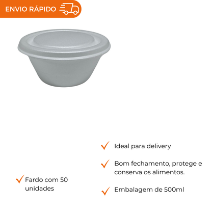 MARMITEX DE ISOPOR C/ TP 500ML- TM-500. - FD C/50