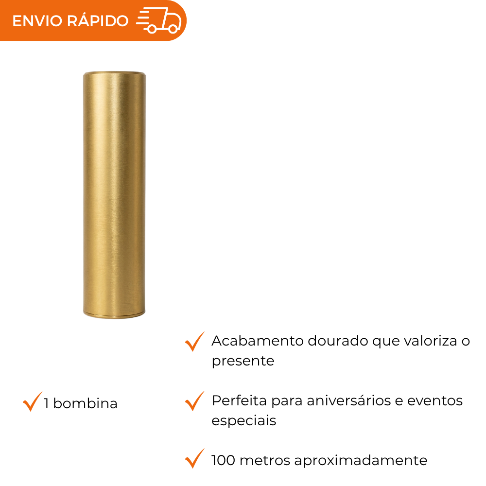 BOBINA DE PAPEL PRESENTE DOURADO - 60CM - UN
