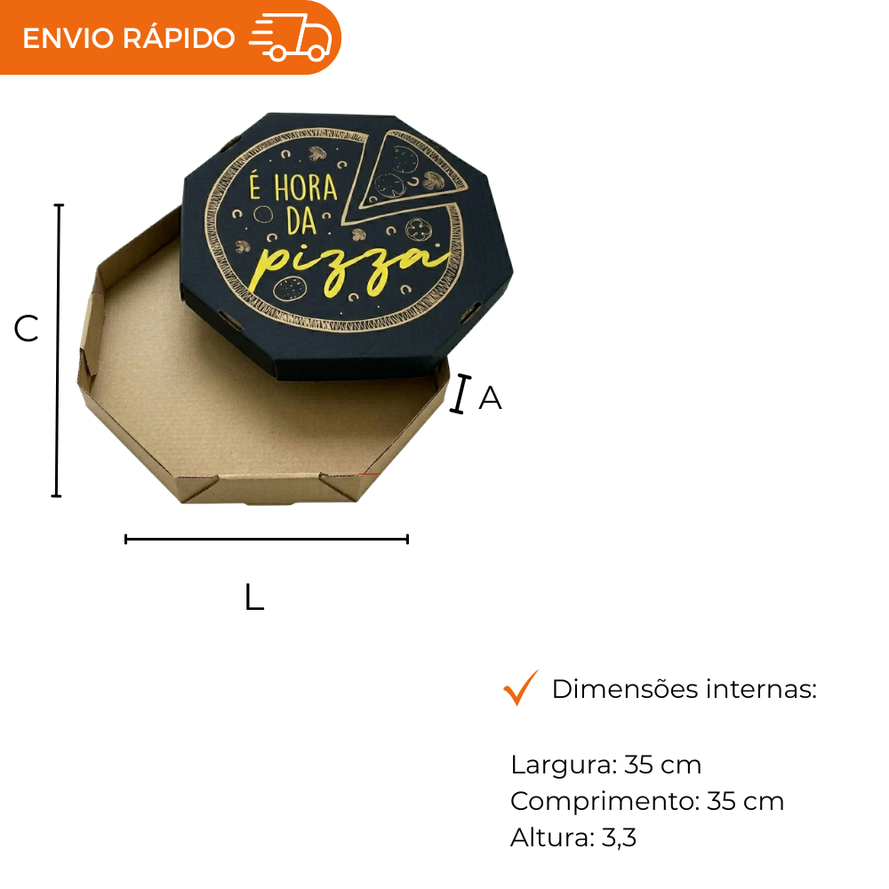 EMB. P/PIZZA 35CM KRAFT IMPRESSA E HORA - PC C/25