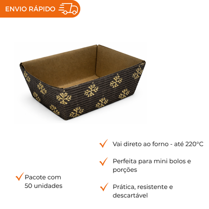 Forma Forneável para Mini Bolo 60g Sem Aba - Pacote com 50 unidades