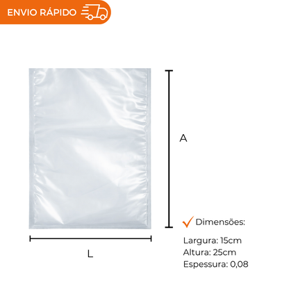 SACO A VACUO - 15X25. - PC C/1000