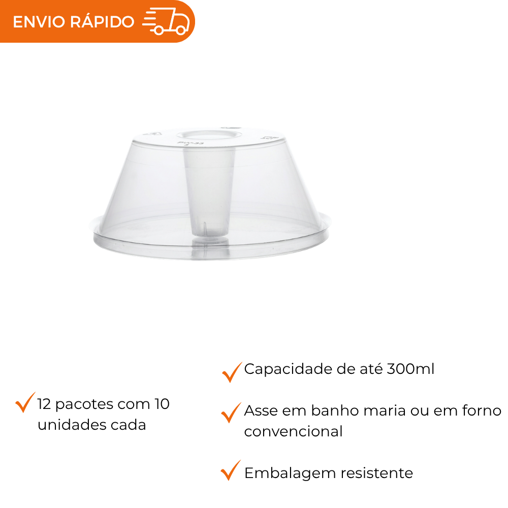 FORMA PUDIM C/TAMPA  300ML - PW63 TWH - CX C/12X10