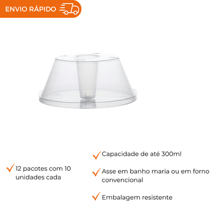 FORMA PUDIM C/TAMPA  300ML - PW63 TWH - CX C/12X10