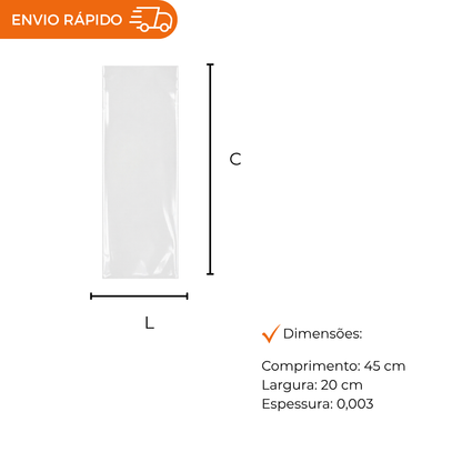 SACO PLASTICO POLIPROPILENO 20X45. - PC C/1000