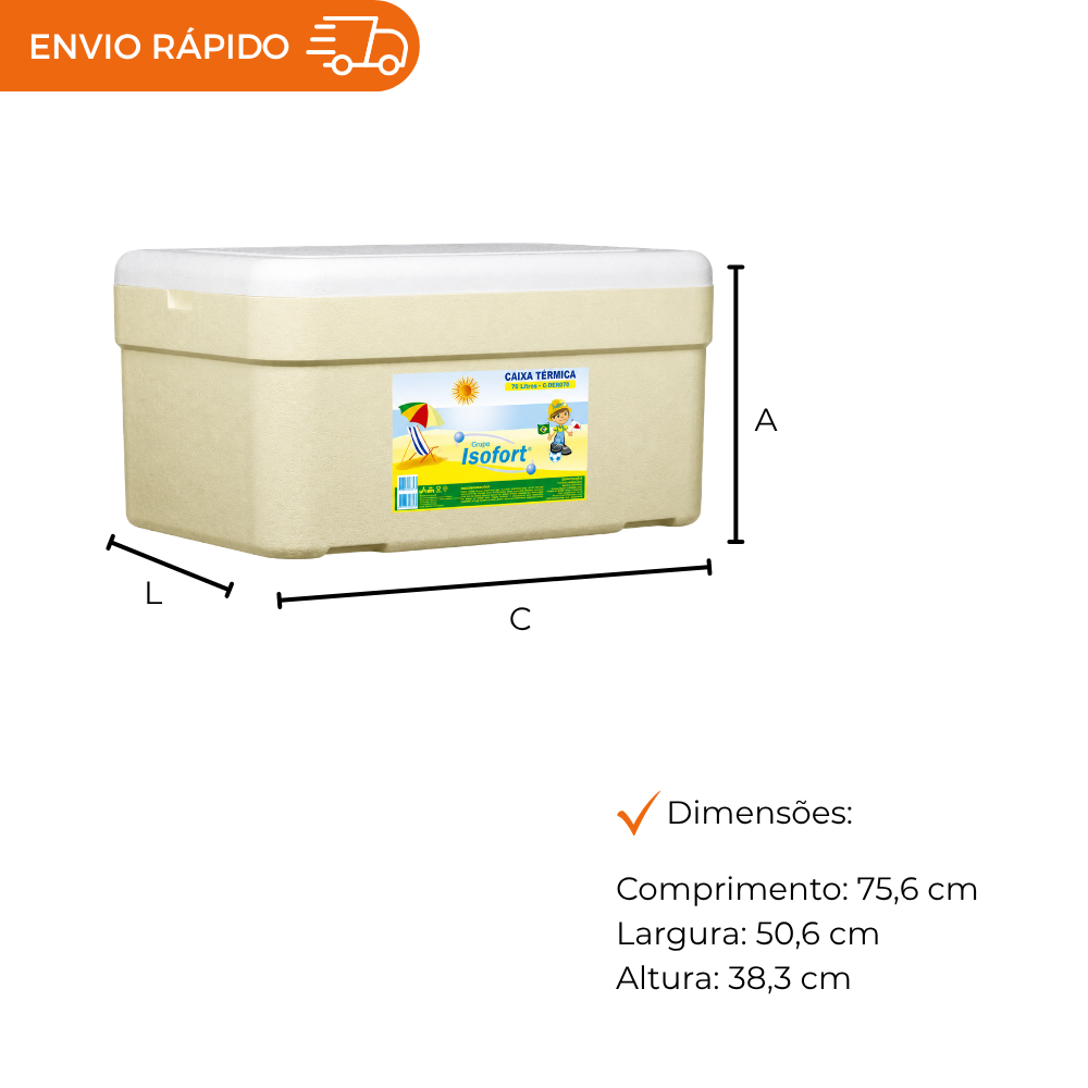 CAIXA DE ISOPOR   70 L - UN