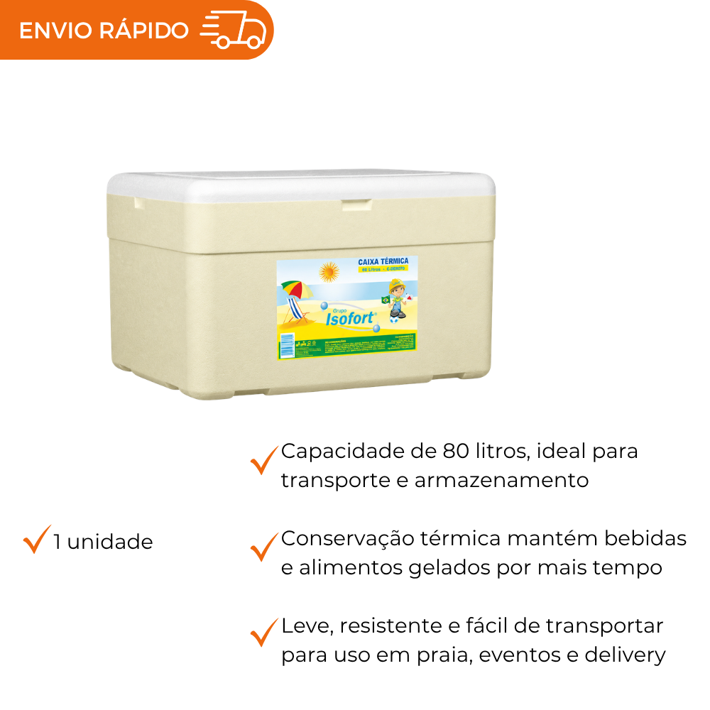 Caixa de Isopor Térmica 80L - Unidade